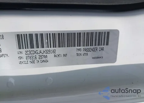 2018 Dodge Charger R/T Scat Pack Rwd z USA, uszkodzony, nr VIN 2C3CDXGJ4JH329102